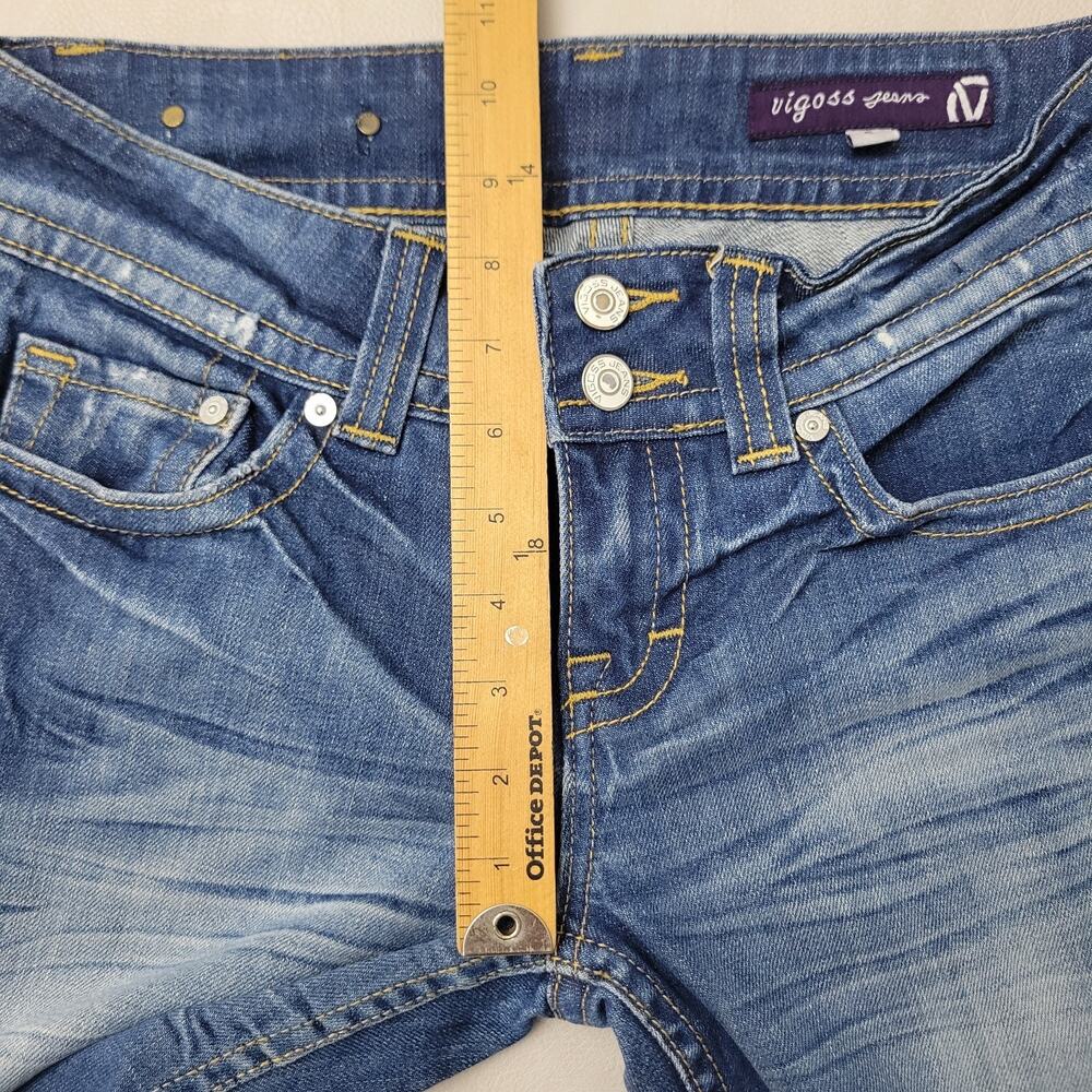 Vigoss Womens Jeans Straight Low Rise 29x31 Flap Pocket Distressed Stretch Sz5 - Picture 12 of 13